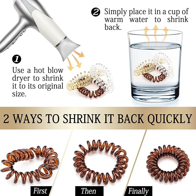 27 PCS Spiral Hair Ties,No Crease Coil Hair Bands, Phone Cord Hair Ties for Thick Hair - Women Ponytail Holder Elastics（Brown series)