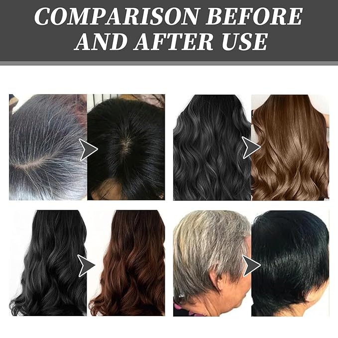 Mild Formula Long Lasting Hair Dye Set,Plant Extracts Hair Color Dye Cream,Plant Single Dose Dye,Nourishing Natural Shampoo, for Gray Coverage (Light Black)