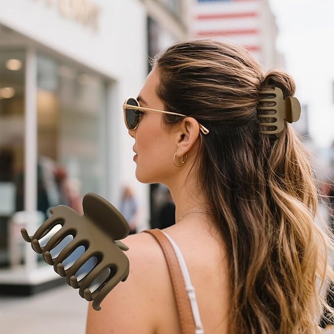 2.7 Inch Matte Hair Claw Clips No Slip Matte Unbreakable Clip for Momen Thin and Medium Thick Hair, 3 Pack