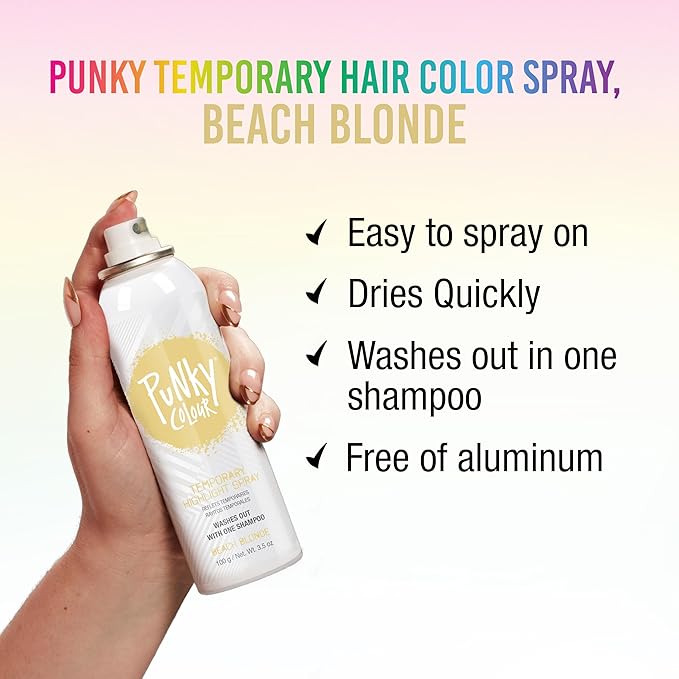 Punky Temporary Hair Highlight Spray, Beach Blonde, 3.5 oz, 1-Pack