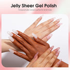 CANNI Jelly Nude Gel Nail Polish Set- 6 Pcs 9 Ml Neutral Transparent Jelly Pink Colors Gel Polish Kit, Soak Off LED Nail Gel Manicure Kit DIY at Home Salon Gifts