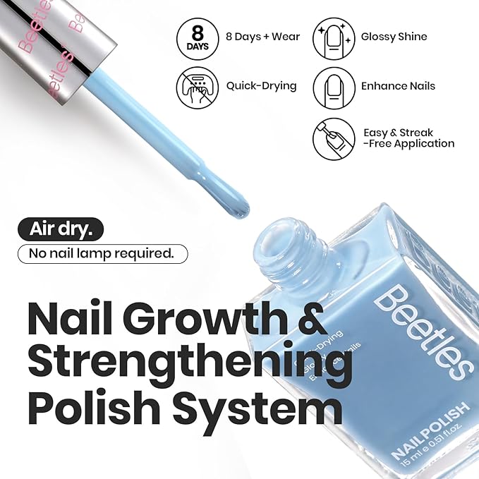 Beetles Jelly Nail Polish Set, 6 Colors Clear Pastel Nail Polish Glitter Pink Dusty Rose Orange Green Blue Purple Long Lasting & Quick Dry Nail Strengthener Polish Gift Sets for Women