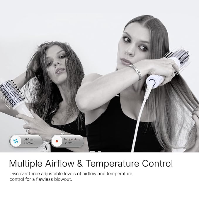 Ellena E1 Blow Dryer + Straighten Hair Brush Dual Mode, Hot Air Brush with 110000RPM High Speed Brushless Motor/Oval Air Barrel/3D Teeth Heated Comb/Handheld Cored, Styler Tool for All Hair Types