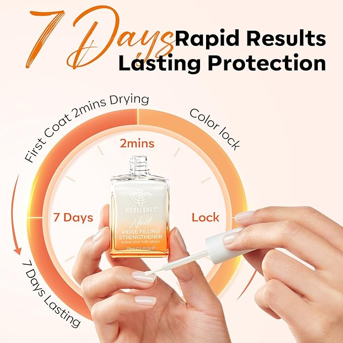 modelones Nail Strengthener and Growth Milky White Nail Polish Nail Repair for Damaged Nails Hardener Ridge Filler for Nail Strengthening Polish Gifts Women 15ml