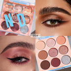 9-Color Nude Brown Eyeshadow Palette – Matte Shimmer Glitter Peach Caramel Bronze Eye Shadow Kit, High Pigment Blendable Long-Lasting Warm Neutral Makeup Palette for Daily Wear, Soft Glam & Travel