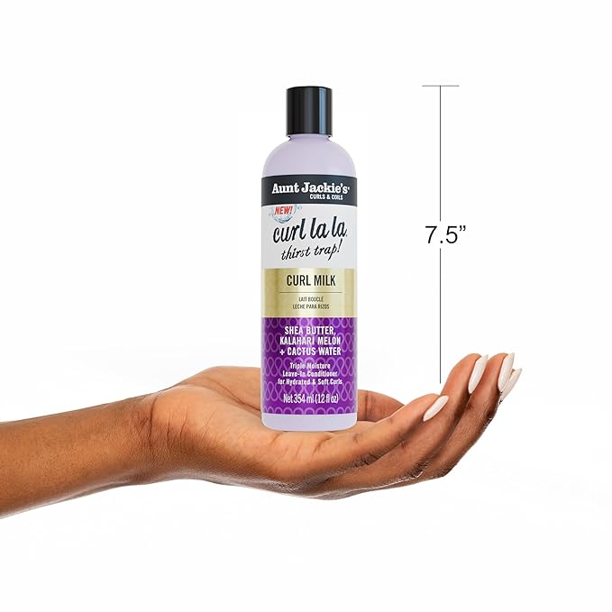 Aunt Jackie's Curls & Coils Curl La La Thirst Trap Curl Milk, 12 fl oz - Triple Moisture Leave-In Conditioner for Hydrated and Soft Curls