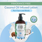 Coco Fiji Face & Body Lotion Infused With Coconut Oil | Lotion for Dry Skin | Moisturizer Face Cream & Massage Lotion for Women & Men | Fragrance Free 12 oz, Pack of 3