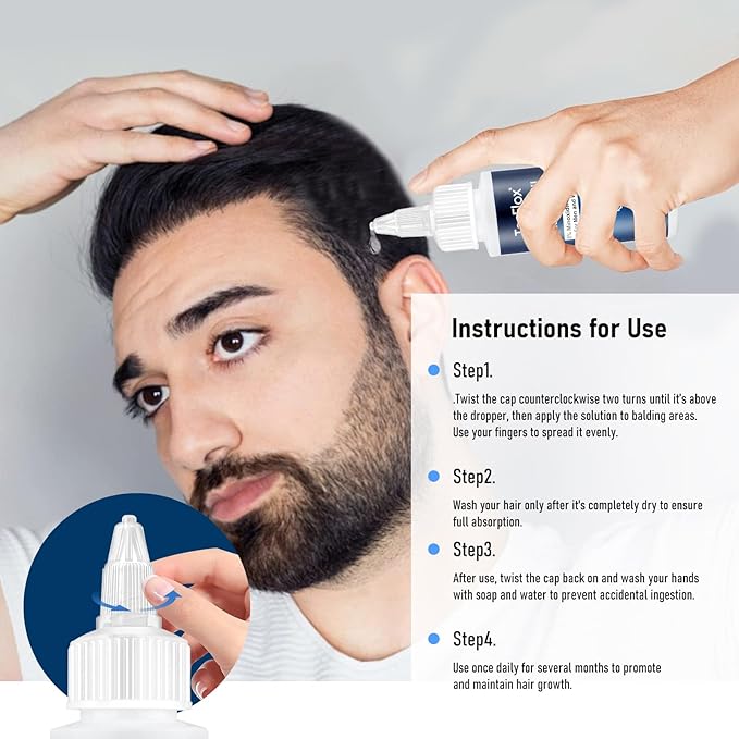 5% Minoxidil with Biotin for Men & Women, Beard Growth Oil, Hair Growth Serum, Unisex, 2-Pack, Total 4 fl oz for 4 Months