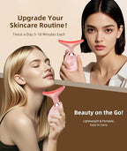 7 Color Face and Neck Massager Light Therapy, Red Light Based Facial Massager for Skin Care, Firming, Smoothing (Rose Golden)