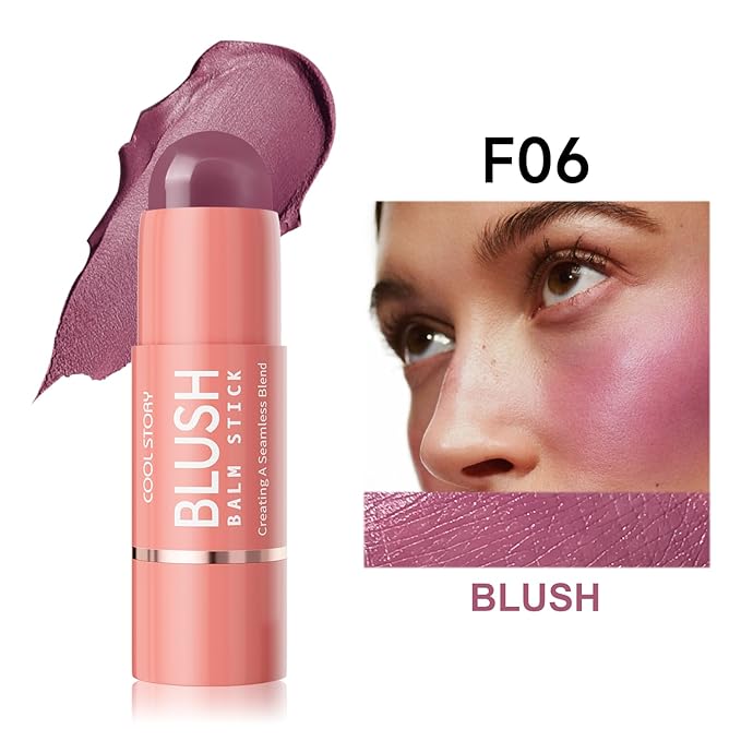 Cool Story 3-in-1 Makeup Set, Highlighter, Blush and Contour Balm Stick, Cream Formula for Face Contouring, Professional Cosmetic Kit (Blush-F06)
