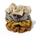 Silk Satin Scrunchies Women Hair Ties - Ivyu Big Scrunchy Ponytail Holder No Crease Hair Bands Soft Elastic No Hurt Your Hair for Vsco Girl Women Beige Gray Dard Yellow Light Yellow
