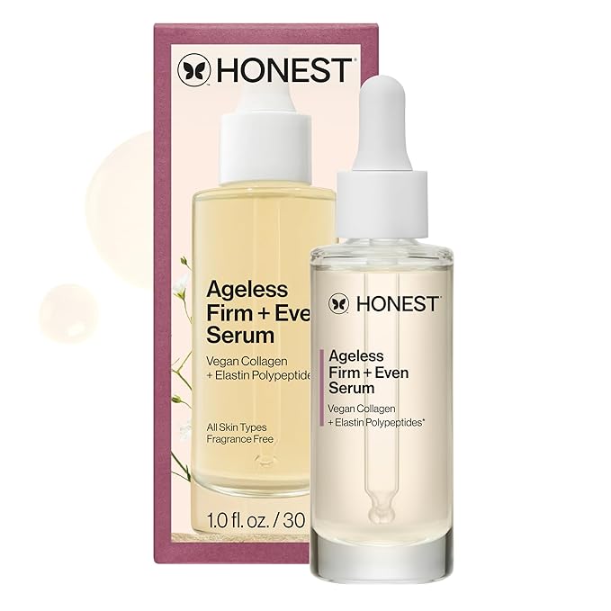Honest Beauty Ageless Firm and Even Serum, Powered by Vegan Collagen Elastin Polypeptides, Firmer-Looking Skin, Fragrance Free, EWG Verified, Cruelty-Free, 1 fl oz