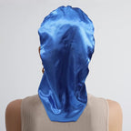 AWAYTR Long Satin Bonnet for Braids - Elastic Silk Hair Bonnets for Sleeping Night Cap Stretchy Tie Band for Women（Royal Blue）