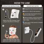 Red Light Therapy for Face-LED Face Mask Light Therapy with 3 Gears,2500mAh Battery,Remote Control,Infrared Red Light Therapy Mask for Home Working Travel Yoga Sleep