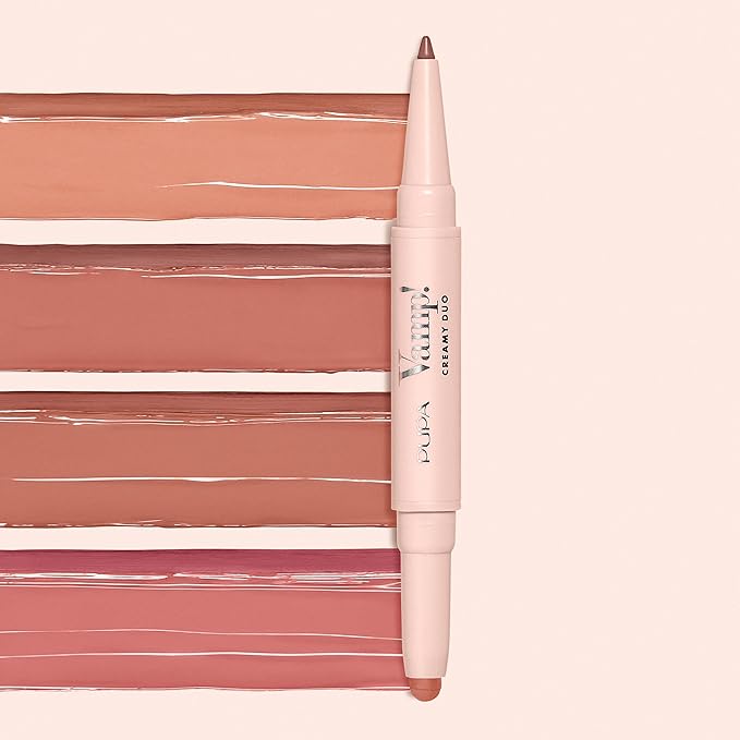 Pupa Milano Vamp! Creamy Duo, 011 Orange Red, 1 Pc - 2 in 1 Lipstick and Lip Pencil - Long Lasting - Lightweight - No-Transfer - Smooth Texture - Highly Pigmented