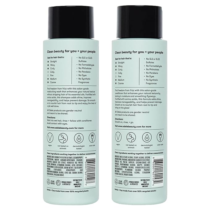 Odele Smoothing Sulfate-Free Shampoo & Conditioner Gift Set for Moisture, Frizz Control, Shine, and Straight to Curly Hair Types, 13 Fl Oz Each (2-Pack)