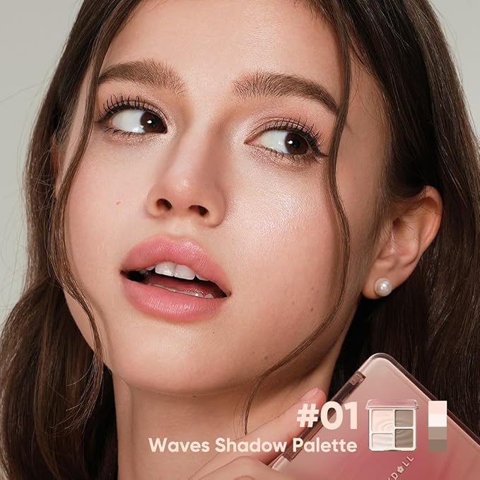 JUDYDOLL Highlight & Contour Palette, All-in-One Matte Highlighter Contour Compact, stocking stuffers, Blendable Face Makeup for Cool and Olive Skin Tone, Stocking Stuffers (01 Wave Shadow Palette)