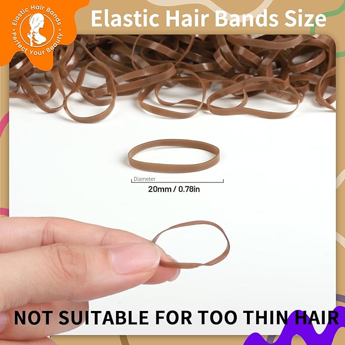 Teenitor Elastic Hair Bands, Rubber Bands for Hair, Small Hair Ties, 300pcs, Light Brown