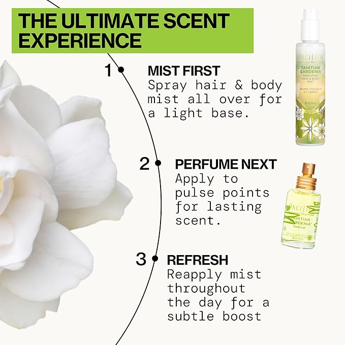 Pacifica Tahitian Gardenia Perfumed Hair & Body Mist, Alcohol-Free Spray Designed For Head-To-Toe Wear, Vegan & Cruelty-Free, 6 Fl Oz