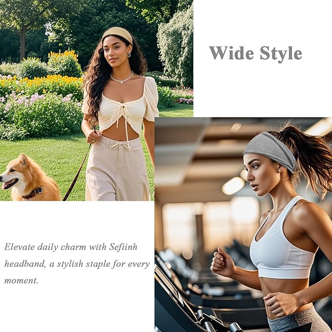 Headbands For Women Headband Elastic Soft Head Bands For Women's Hair Accessories Womens Fashion Yoga Workout Running Fabric Hair Band 6 Pcs