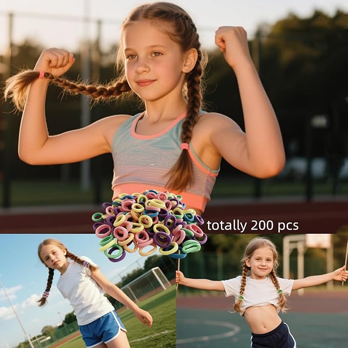 Mini Small Hair Ties All Hair Types Seamless Hair Ponies Elastics Ponytail Holders Hair Scrunchies Hair Accessories Baby Girls Kid Children 200 pcs