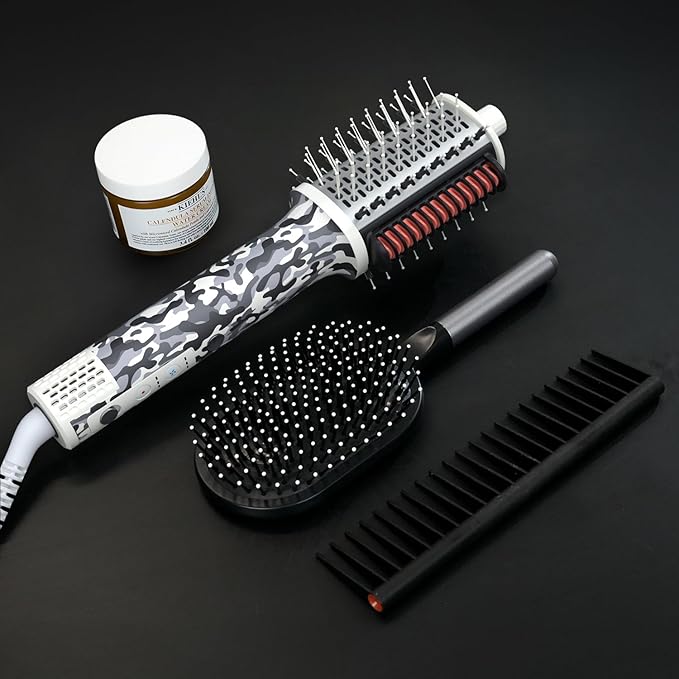 Ellena E1 Blow Dryer + Straighten Hair Brush Dual Mode, Hot Air Brush with 110000RPM High Speed Brushless Motor/Oval Air Barrel/3D Teeth Heated Comb/Handheld Cored, Styler Tool for All Hair Types