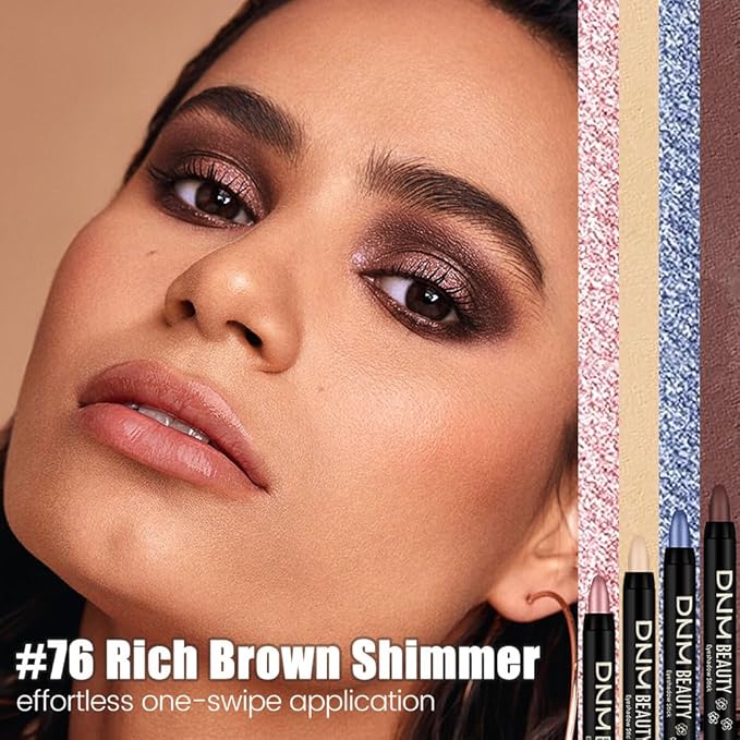 evpct Rich Brown Shimmer Cream Eye Shadow Sticks Brightener Pencils for Women, Dark Brown Silky Eyeshadow Applicator Stick Pen Waterproof, Blendable Crease-Proof Stick Eyeshadow Shimmer Eye Makeup 76