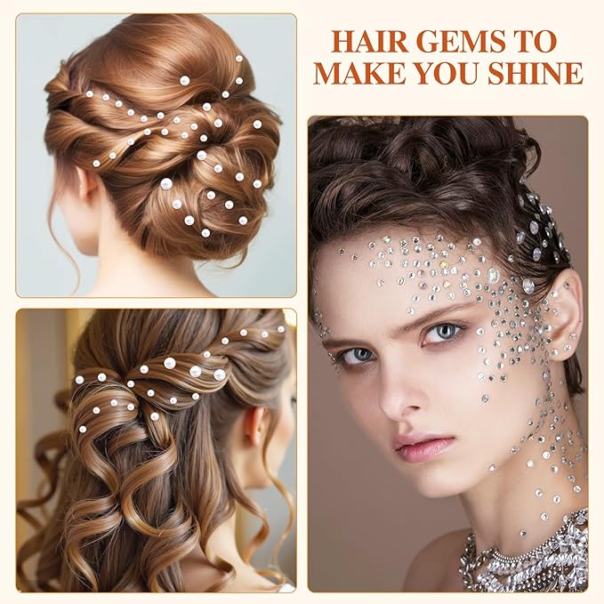 2 sets face gems, festive jewelry, hair accessory gems,pearl for face，gemstone self adhesive face，eyes, makeup, body adornment, essential items for party sparkle and style transformation