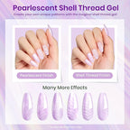 Beetles Purple Gel Polish Set - 6 Color Purple Shimmer Pearl Jelly Gel Polish with Nail Brush Soak Off LED Lamp Swirl Shell Thread Effect DIY Manicure Gifts for Mom