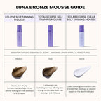 Luna Bronze Eclipse Self Tan Mousse (Medium) | Streak Free Natural Sunless Tanner, Devlops a Golden Tan Over 6-8 Hours | Lightweight Formula with Organic Aloe Vera | Australian Made (200ml/6.7 fl. oz)