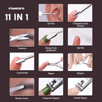 FAMILIFE Manicure Set, Nail Clippers Set Professional Manicure Kit 11 in 1 Stainless Steel Pedicure Tools Nail Kit Mens Grooming Tool with Portable Leather Travel Case Dark Violet Birthday Gifts