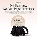 Kitsch Hair Ties No Damage - Strong, Stretchy Hair Bands | Soft Nylon Ponytail Holders, Snag-Free Rubber Bands, Perfect for Updos & Braids | Ideal Gifts for Women - Black, 8pcs