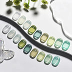 JODSONE 9 Green Colors Jelly Gel Nail Polish Set with Base Coat Top Coat Women's Holiday Gifts