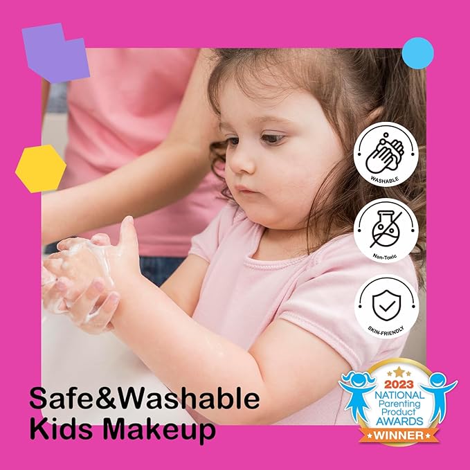 Tomons Kids Makeup Kit for Girl,Mermaid Makeup for Kids, Non-Toxic Make Up for Little Girls Gift Kids Child Toddler Toys for Age 3 4 5 6 7 8 10 Years Old Birthday