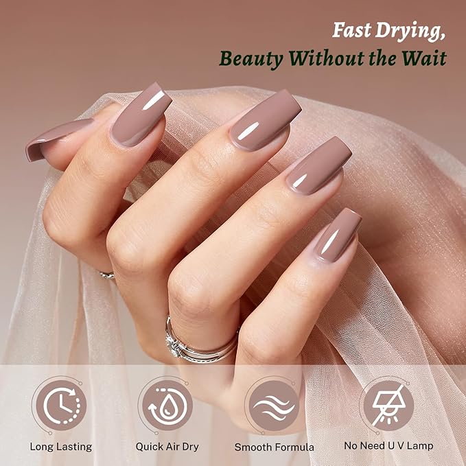 18ml Light Brown Nail Polish Large Volume Quick Dry Nail Polish, Long Lasting Shine, Fingernail Toenail Nail Art DIY Home Travel Nail Art Gift
