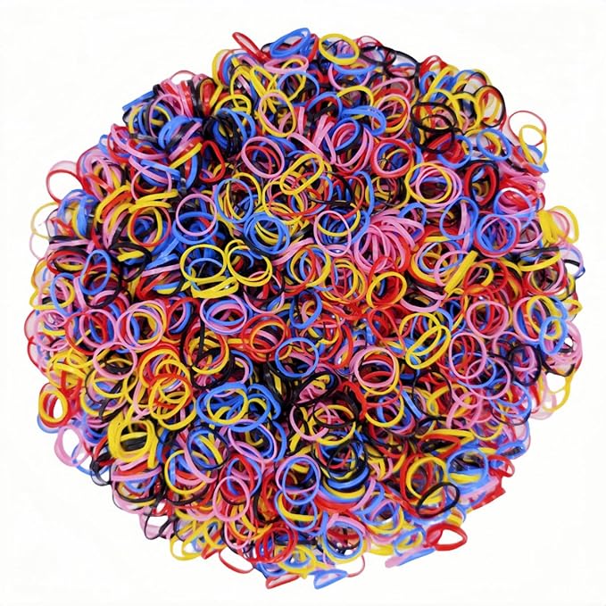 3200 Pcs Elastic Rubber Bands Small Hair Ties Hair Rubber Mini Hair Bands Hair Elastics Tiny Soft Holder Ponytails for Girls (Dark Multicolor)