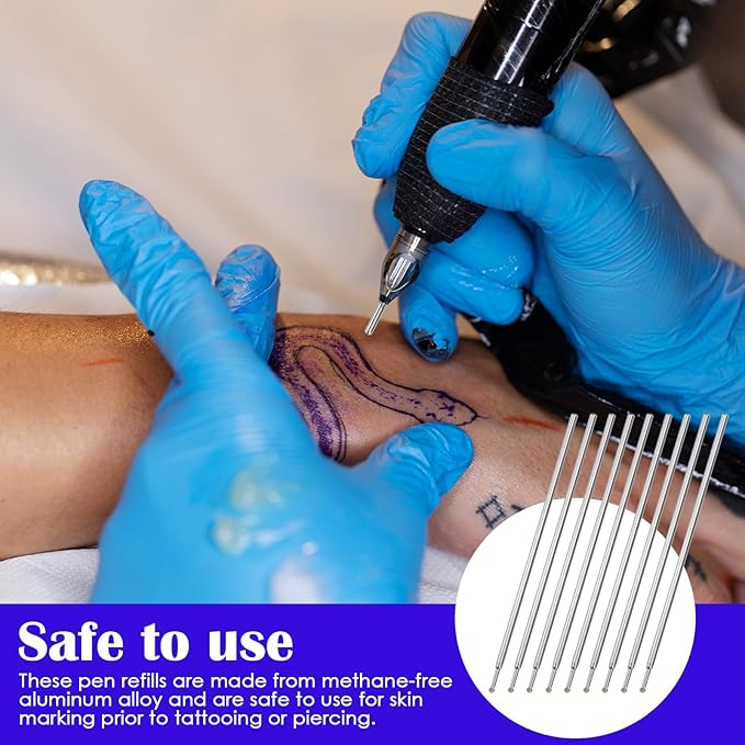 20pcs Tattoo Stencil Supply, Skin Marking Pen for Tattoo Artists - Fine Tip Outline Pen for Permanent Makeup Microblading Piercing (BLUE)