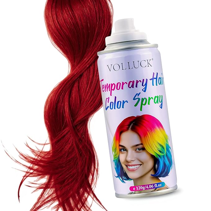 Red Hair Spray Color Temporary, Hair Color Spray 1-Day Hair Dye Colored for Kids Women Men, Hair Wax Color Washable, Hair Paint Halloween Fast-Drying 4.06 Fl Oz