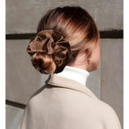 CEELGON Brown Big Velvet Scrunchie 6.5 Inches Jumbo Scrunchies Hair Ties Oversized Ponytail Holder for Thick Curly Hair Extra Large Hair Accessories for Women (Brown)