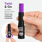 Blue Squid PRO Purple Face Paint Stick - Waterproof Body Paint for Adults & Kids Colored Eye Black Baseball, Eyeblack Softball -Hypoallergenic Twist-Up Non-Toxic Makeup Stick for Cosplay, Sports & SFX