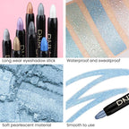 evpct 2Pcs Cream Eyeshadow Sticks Set for Eyes Sky Blue & Greenish Cyan Shimmer Eye Crayon Shadow Brightener Stick Pencil Pen Bulk sombras en crema para ojos 10+12