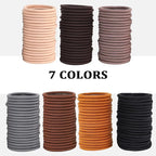 Sderoq100 PCS Hair Elastics Hair Ties, 4MM Colorful Ponytail Holders Hair Bands, 2 Inch in Diameter Elastic Band for Medium to Thick Hair, 7 Colors (4MM Dark colors)