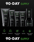 Tiege Hanley 90 Day Large Skin Care Set for Men, Anti Aging Routine, System Level 3, Daily Face Wash, Facial Scrub, Two Moisturizers, Eye Cream, & Serum for Healthy Skin, Men’s Skin Care, 6 Piece Kit
