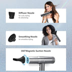 Hair Dryer with Diffuser, IG INGLAM 1875W Professional Ionic Blow Dryer, 110, 000 RPM High-Speed Brushless Motor, Auto-Clean, 3 Heat Settings & 3 Speed & Cool Shot Button Settings for Easy Home/Travel