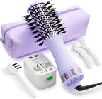 Dual Voltage Hair Dryer Brush Travel Blow Dryer Brush in One,2 inch Portable Mini Hot Air Brush,Travel Hair Tools/Volumizer/Straightener/Curler,European Blow Dry Brush with EU&UK Plug