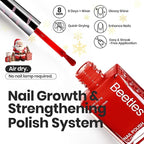 Beetles Red Nail Polish: 6Pcs Glitter Burgundy Red Sparkle Nail Polish Set, Quick Dry & Long Lasting Brilliant Overture White Silver Diy 4th of July Nail Art Design Christmas Gifts for Women