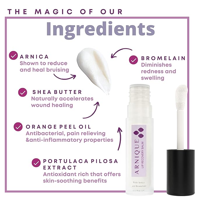 Arnica Lip Balm – Lip Filler Aftercare Balm with Arnica Montana and Bromelain, Soothing Topical Masque for Lip Flip, Injections, and Cosmetic Treatments