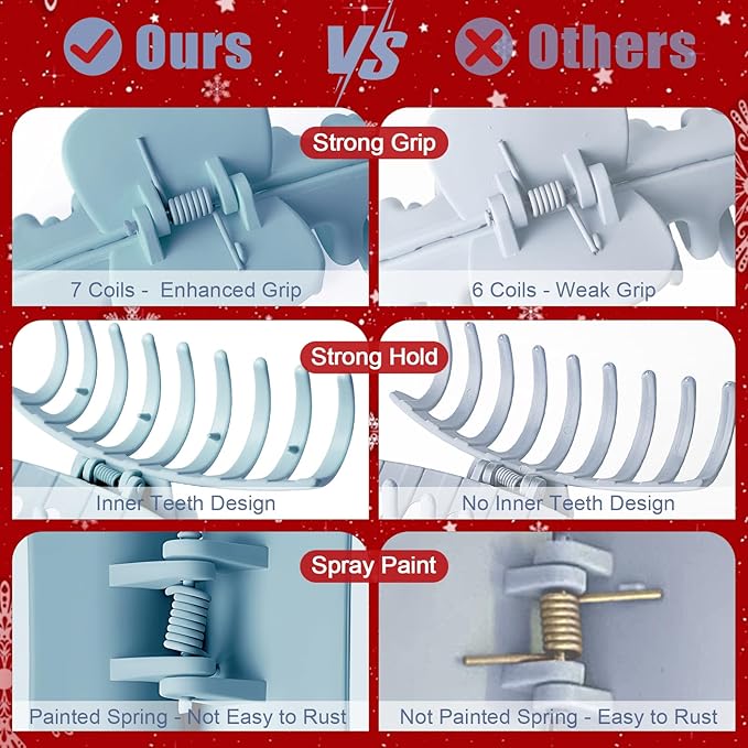 TOCESS Hair Claw Clips for Women - Large 8PK Neutral Matte Jumbo Square Hair Clips for Thick, Thin, Long, Short, Curly Hair Girls, Big Jaw Clip Set for Daily Use (Glacier Blue)