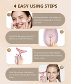 7 Color Face and Neck Massager Light Therapy, Red Light Based Facial Massager for Skin Care, Firming, Smoothing (Pink)