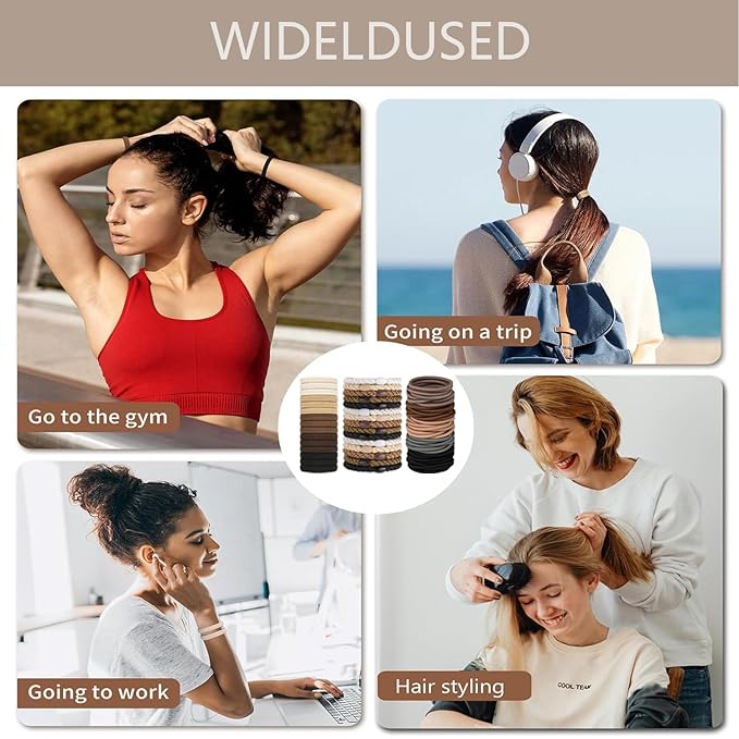Hair Ties for girls 3 popular styles Hair Elastics hair accessories (15pcs No Damage Hair Ties 50pcs High Elastic Ties 15pcs Ponytail Holders) Pain-free No Crease multiple colors for all hair types